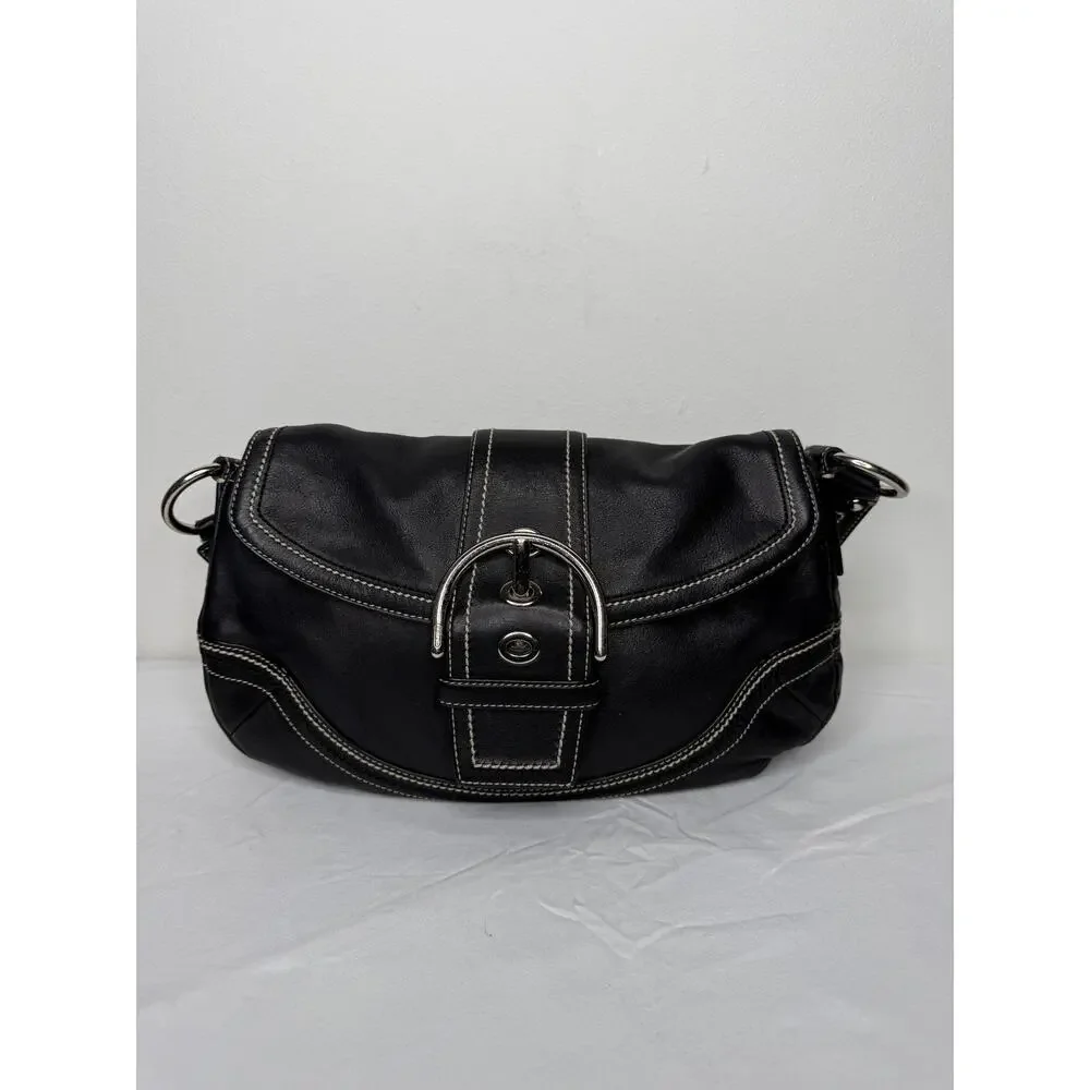 Coach Soho Flap Shoulder Bag Black Leather 10578 Y2K Vintage Shoulder Purse